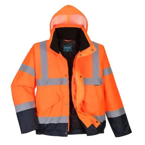 Hi-Vis tweekleuren bomberjack Oranje/marine voorkant