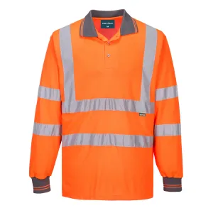 Hi-Vis Lange Mouw Poloshirt Oranje voorkant