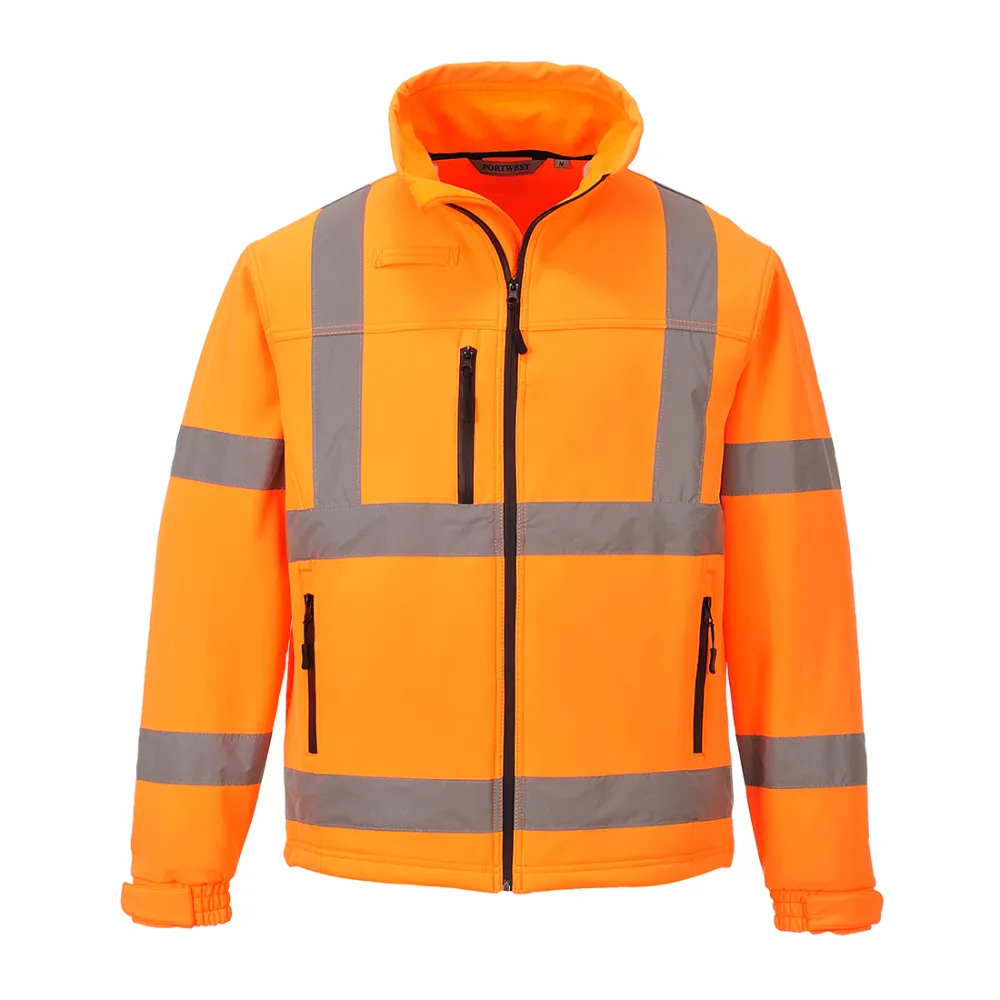 Hi-Vis Klassiek Softshell Jack (3L) Oranje voorkant