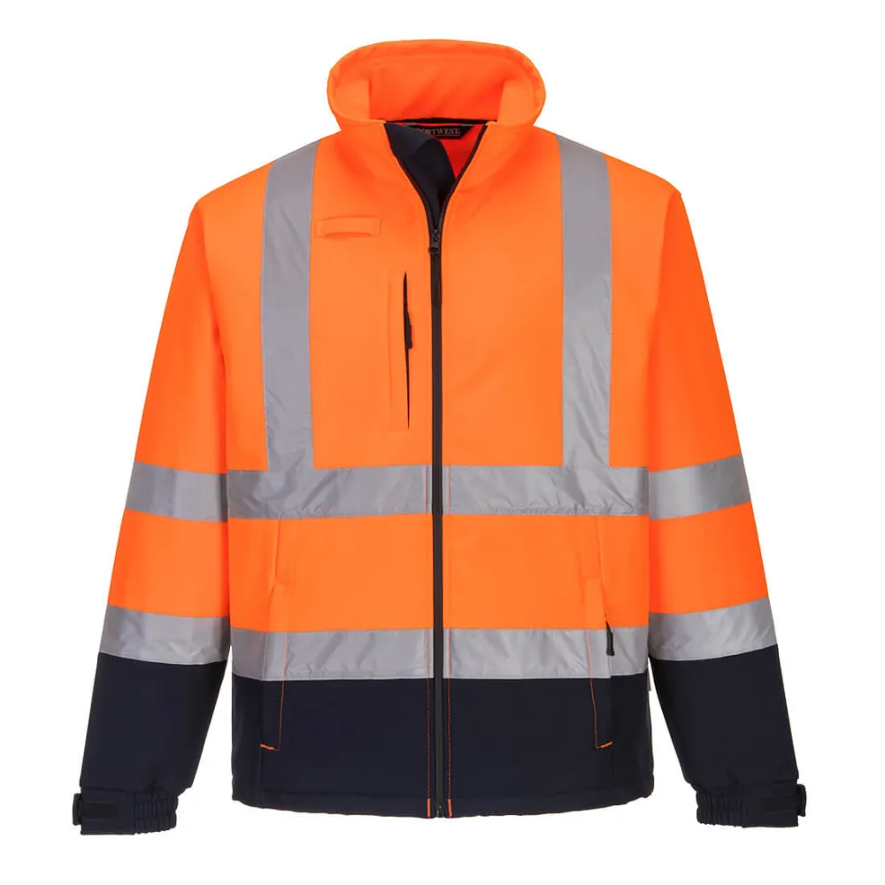 Hi-Vis contrast Softshell (3L) Oranje/marine voorkant