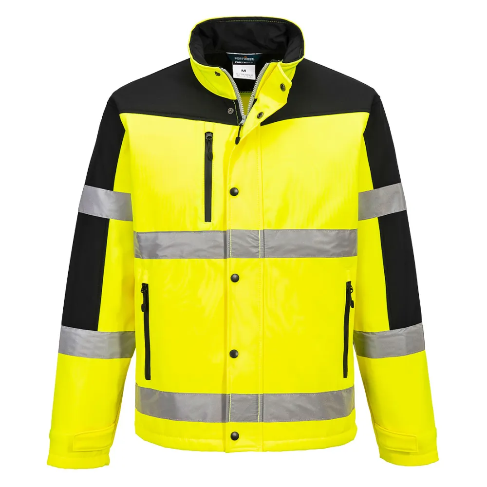 Twee Kleuren Softshell Jack (3L) Geel voorkant