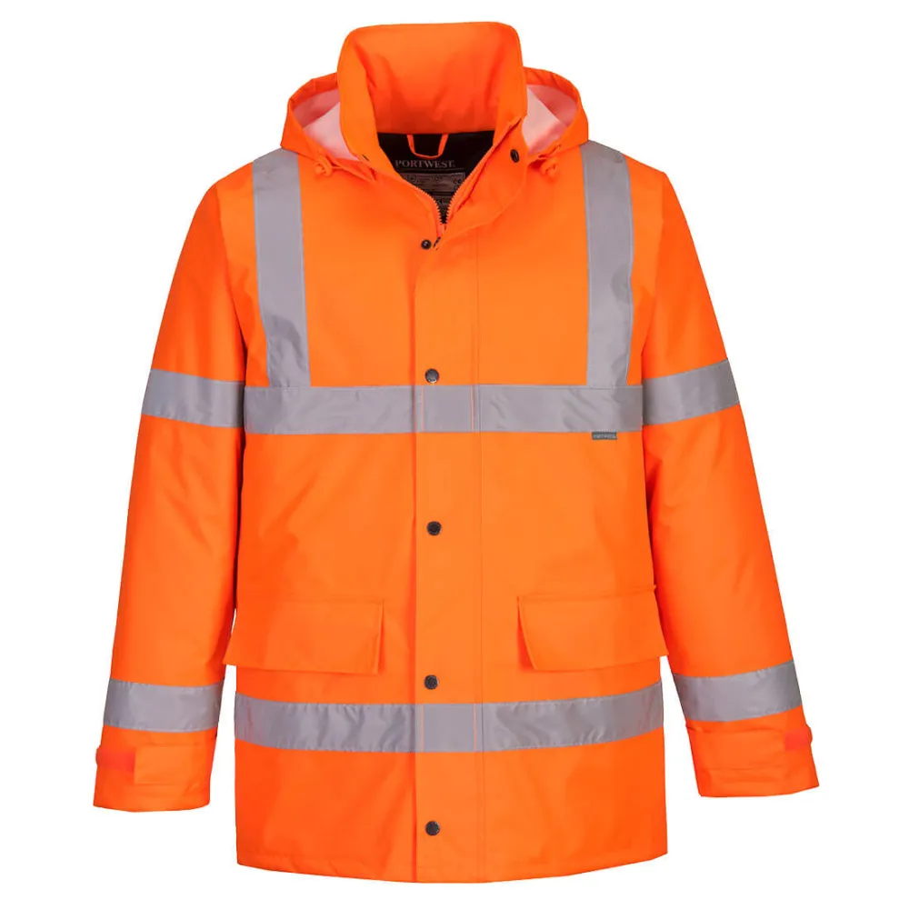 Winter Hi-Vis Verkeersjack Oranje voorkant