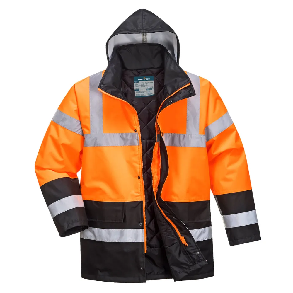 Hi-Vis Tweekleuren Parka Oranje/zwart voorkant