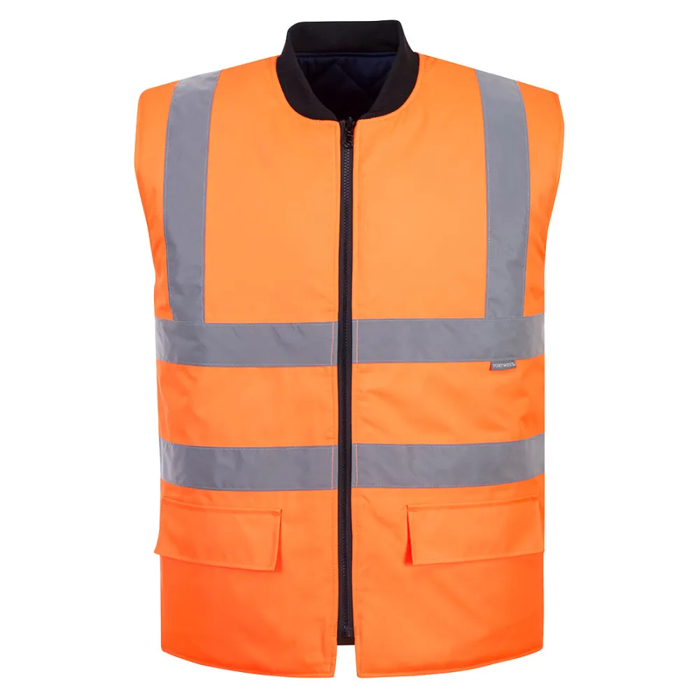 Hi-Vis Omkeerbare Bodywarmer Oranje voorkant
