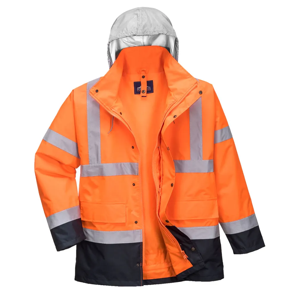 Hi-Vis 4-in-1 Contrast Traffic Jack Oranje/marine voorkant