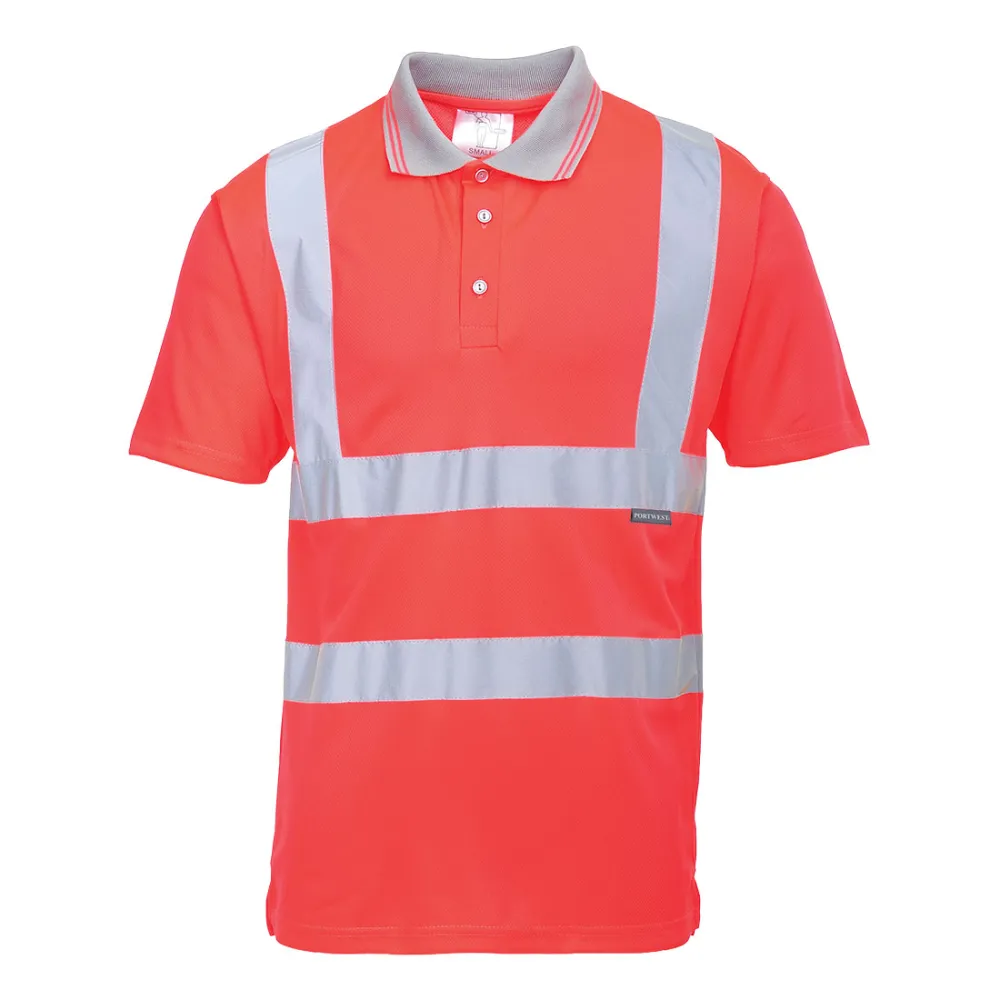 Hi-Vis Korte Mouw Polo Rood voorkant