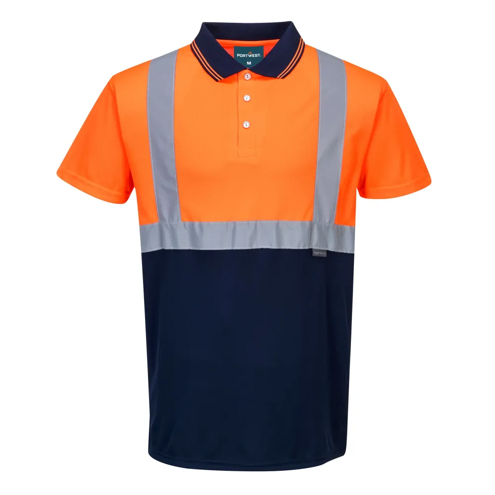 Tweekleuren Polo Oranje/marine voorkant