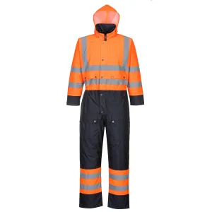 Hi-Vis Tweekleuren Overall - Gevoerd Oranje/marine voorkant