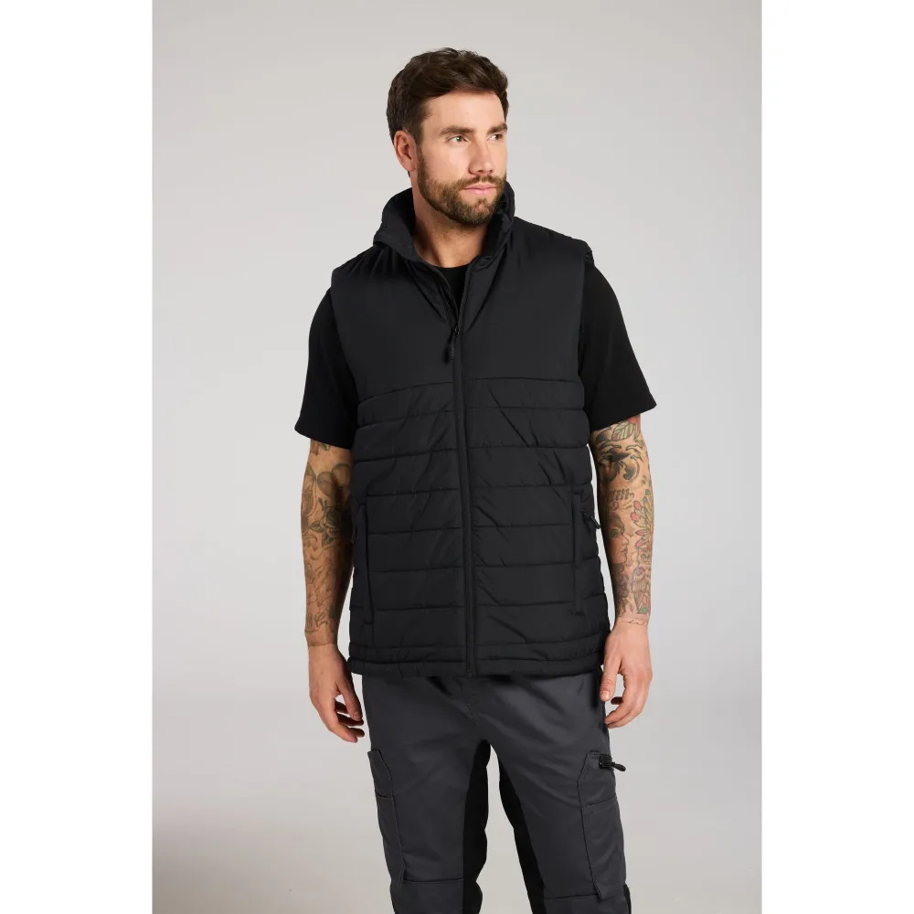 Professioneel gevoerd Baffle Gilet Zwart voorkant