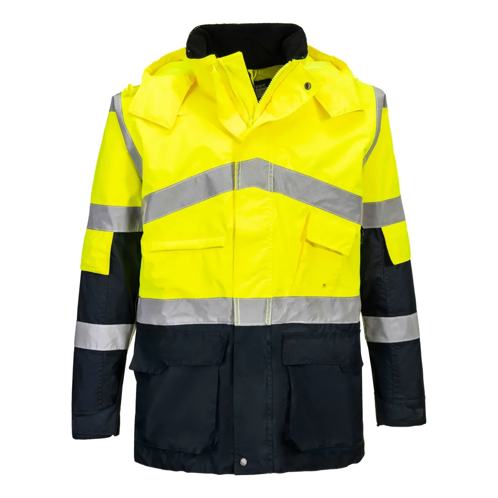 Hi-Vis Tweekleuren Ademend Jack Geel/marine voorkant