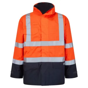 Bizflame Regen Hi-Vis Multi-Beschermend Jack Oranje/marine voorkant