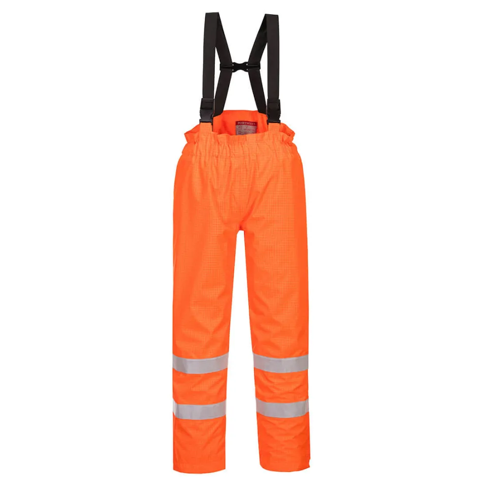 Bizflame Gevoerde Regenbroek Hi-Vis Antistatisch FR Oranje voorkant