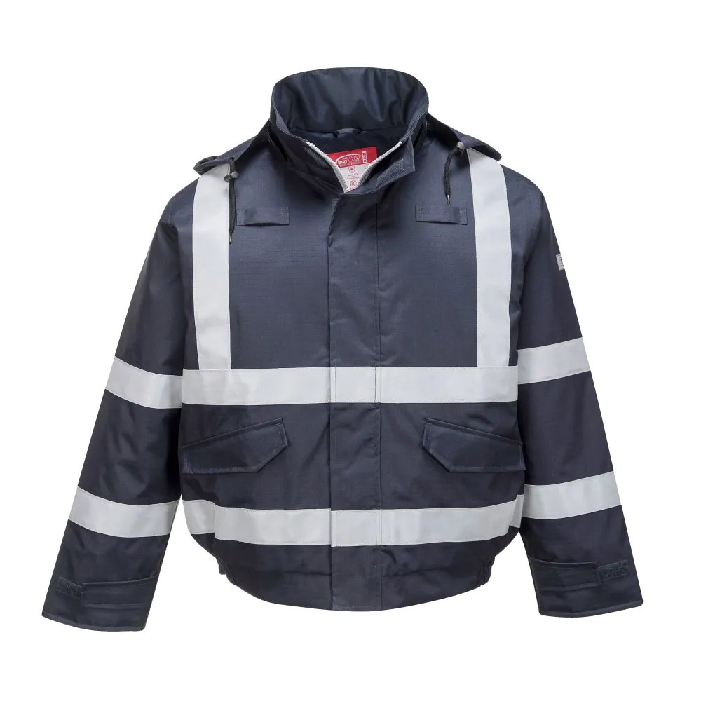 Bizflame Multi Beschermend Bomber Regenjack Marine voorkant