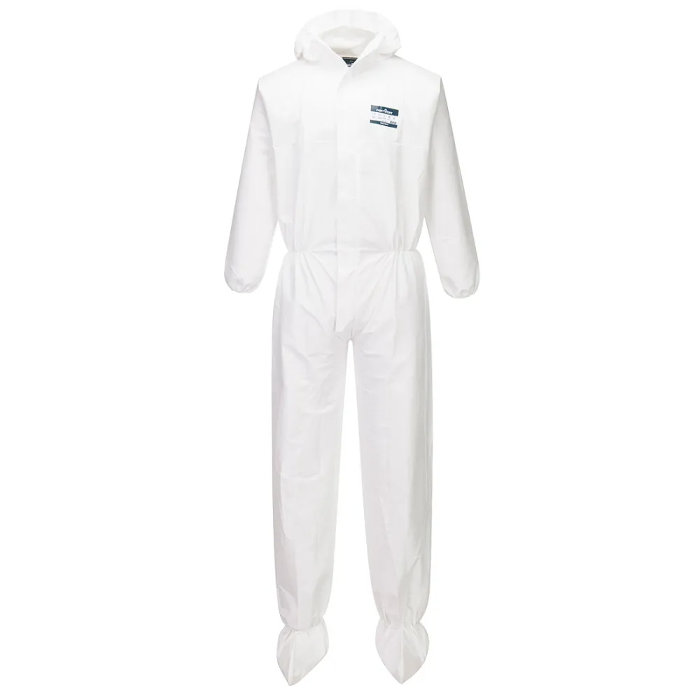 BizTex Microporeuze overall met Schoenbedekking Type 5/6 Wit voorkant