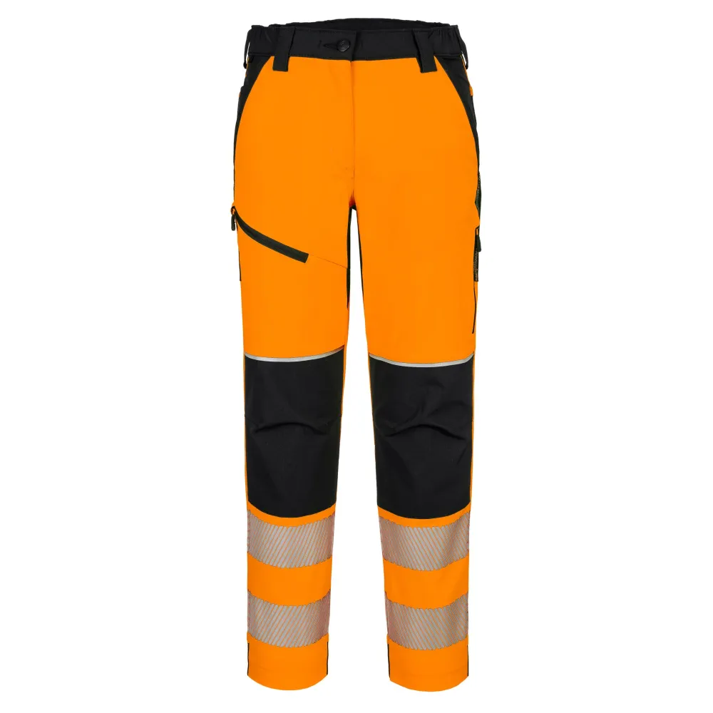 PW3 Hi-Vis Stretch Broek voor Dames Oranje/zwart voorkant