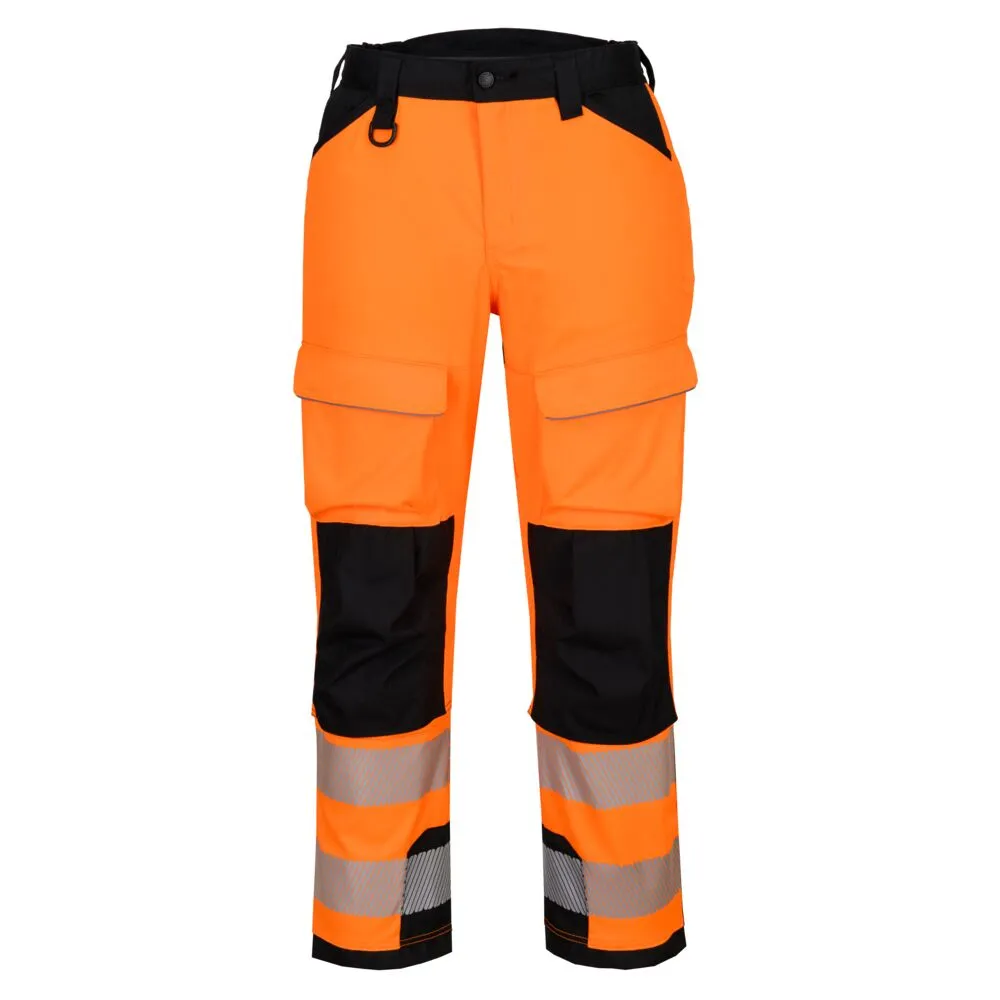 PW3 Hi-Vis Harnas broek Oranje/zwart voorkant