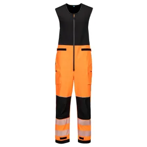 PW3 Hi-Vis Regenbestendige Salopette (3L) Oranje/zwart voorkant