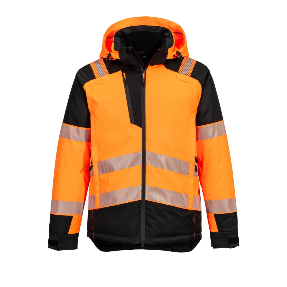 PW3 Hi-Vis Winterjack Oranje/zwart voorkant