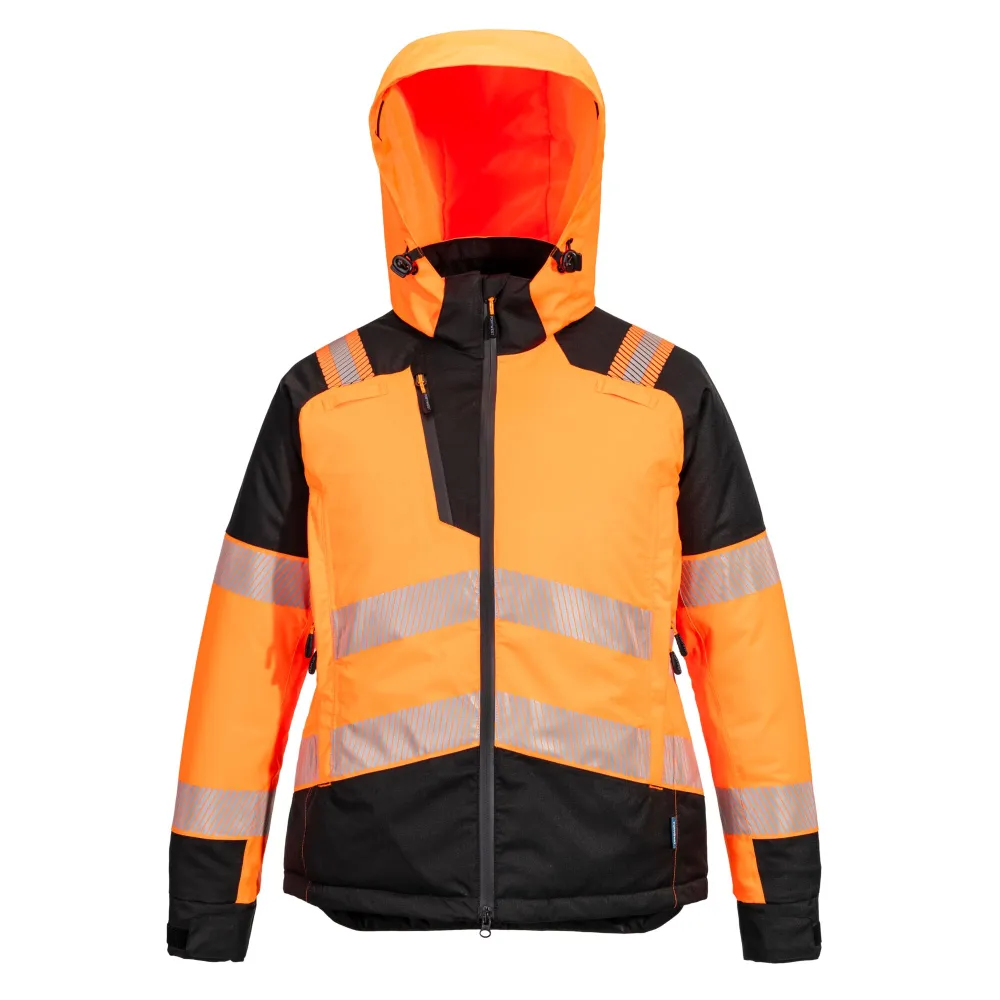 PW3 Dames Winterjack Oranje/zwart voorkant