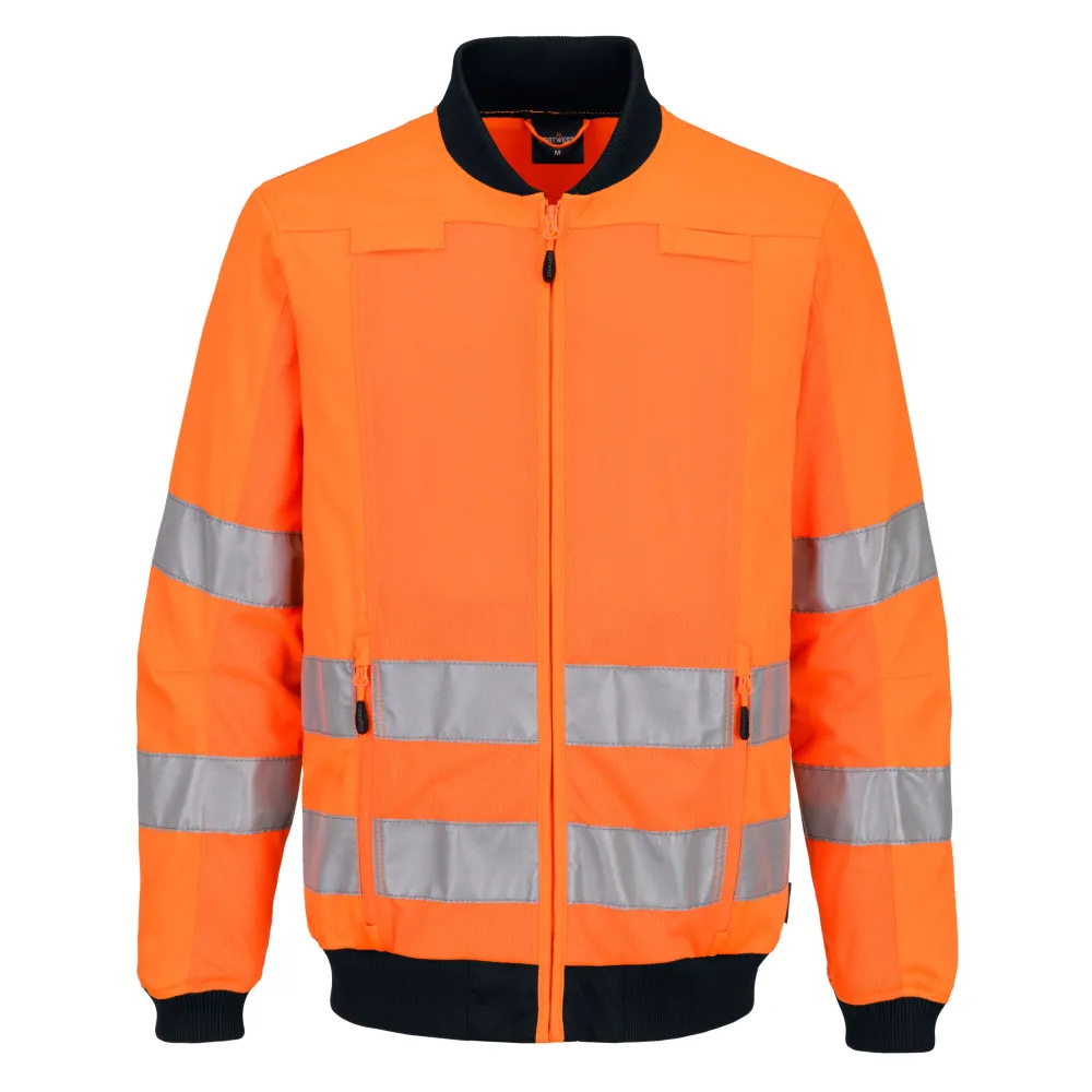 Hi-Vis Mesh Paneel Werkjas Oranje/marine voorkant