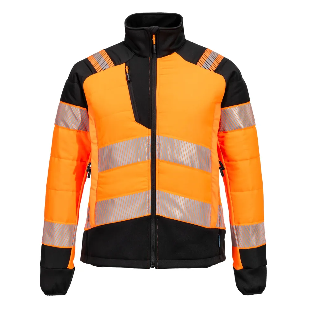 PW3 Hi-Vis Hybride Baffle Jack voor Dames Oranje/zwart voorkant