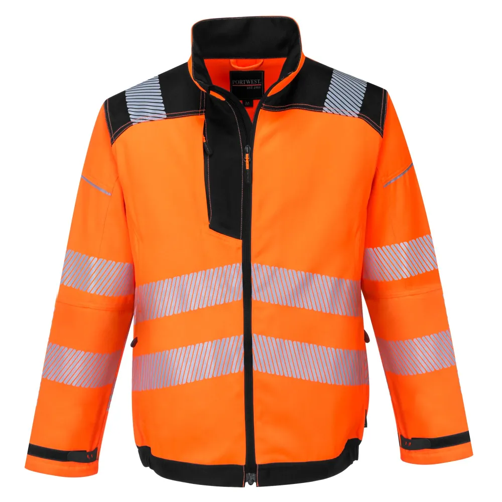 PW3 Hi-Vis Werkjack Oranje/zwart voorkant
