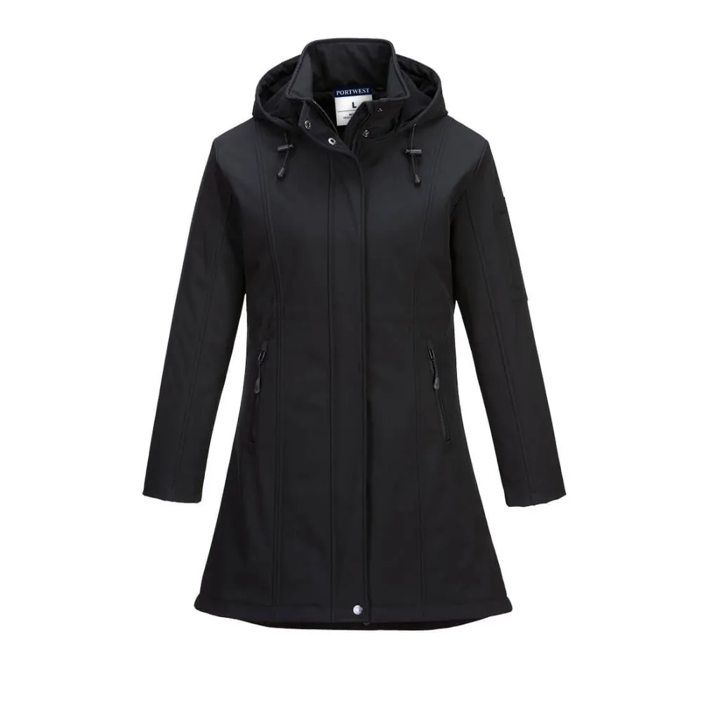 Carla Softshell Jack voor dames (3L) Zwart voorkant