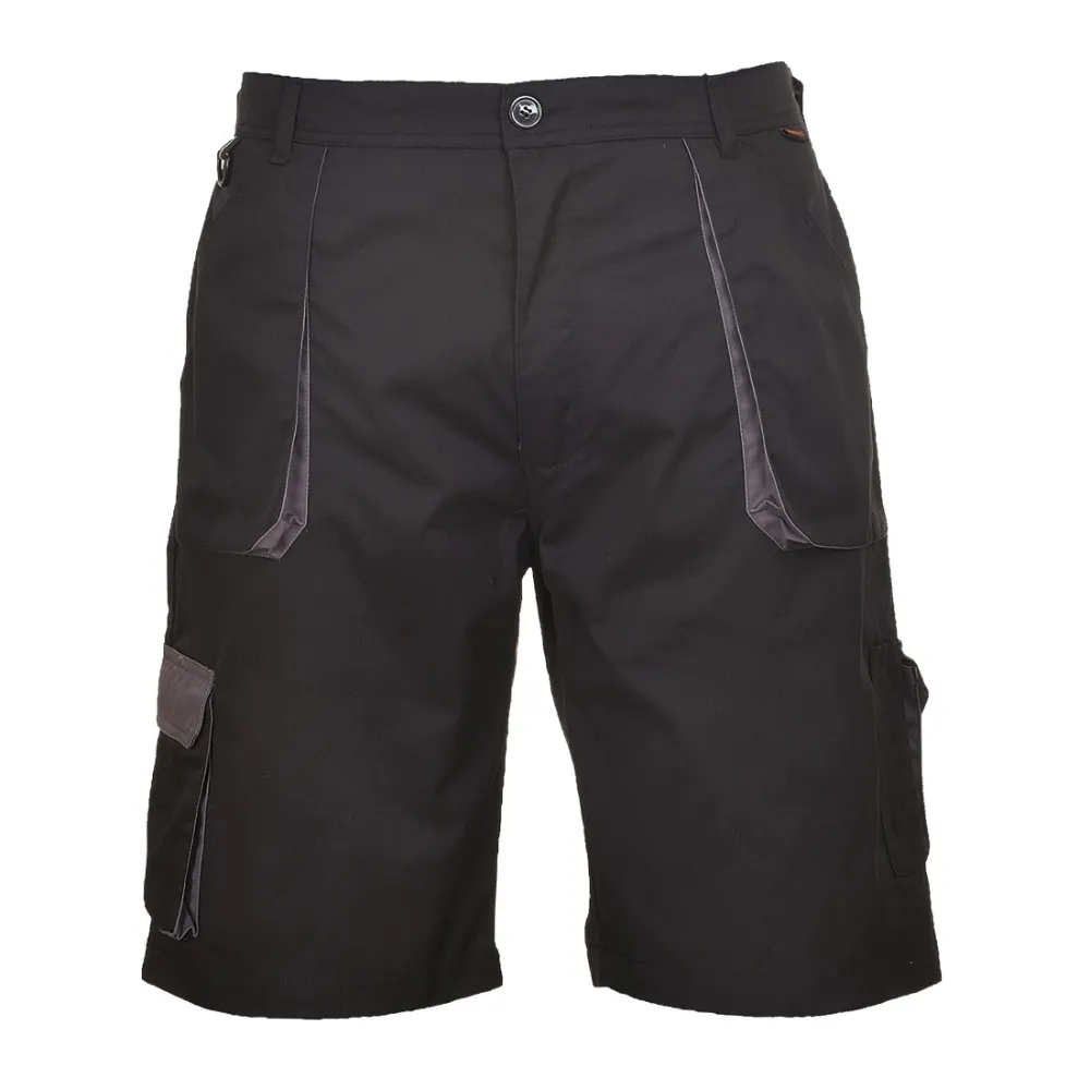 Portwest Texo Contrast Korte Broek Zwart voorkant