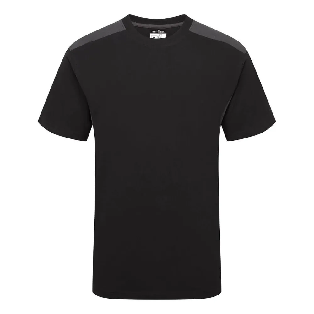 Tweekleuren T-shirt K/M Zwart/grijs voorkant