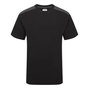 Tweekleuren T-shirt K/M Zwart/grijs voorkant